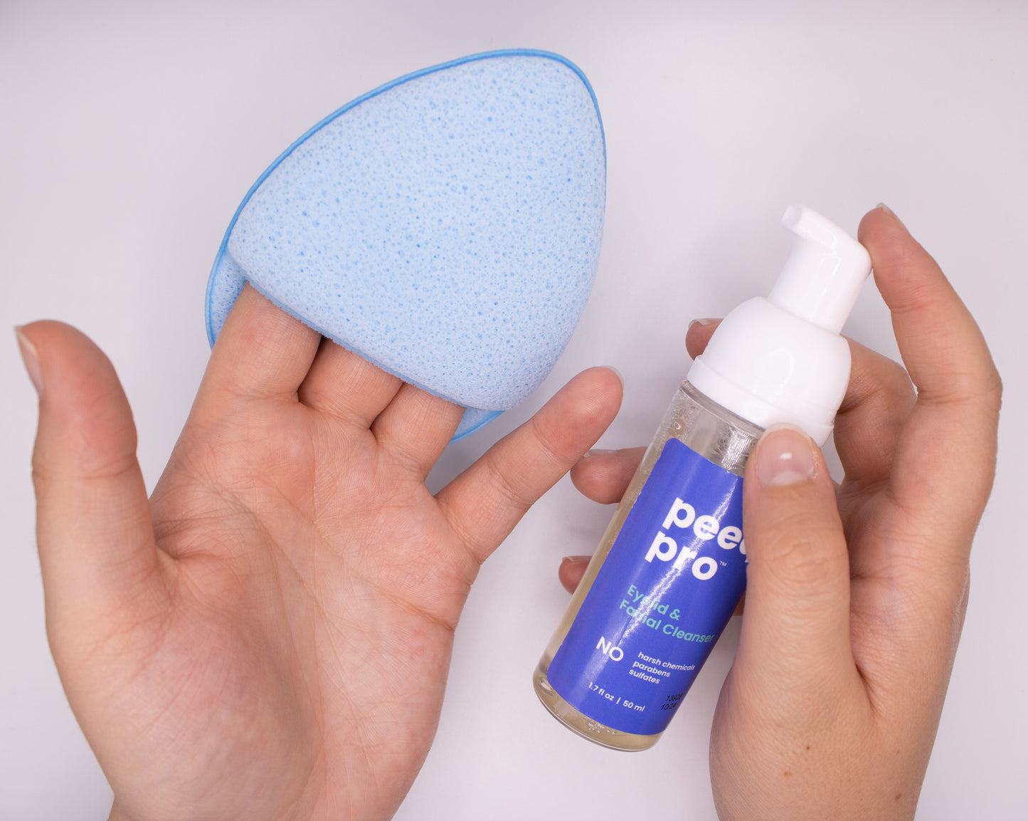 bishop sponge in use with Peeq cleanser