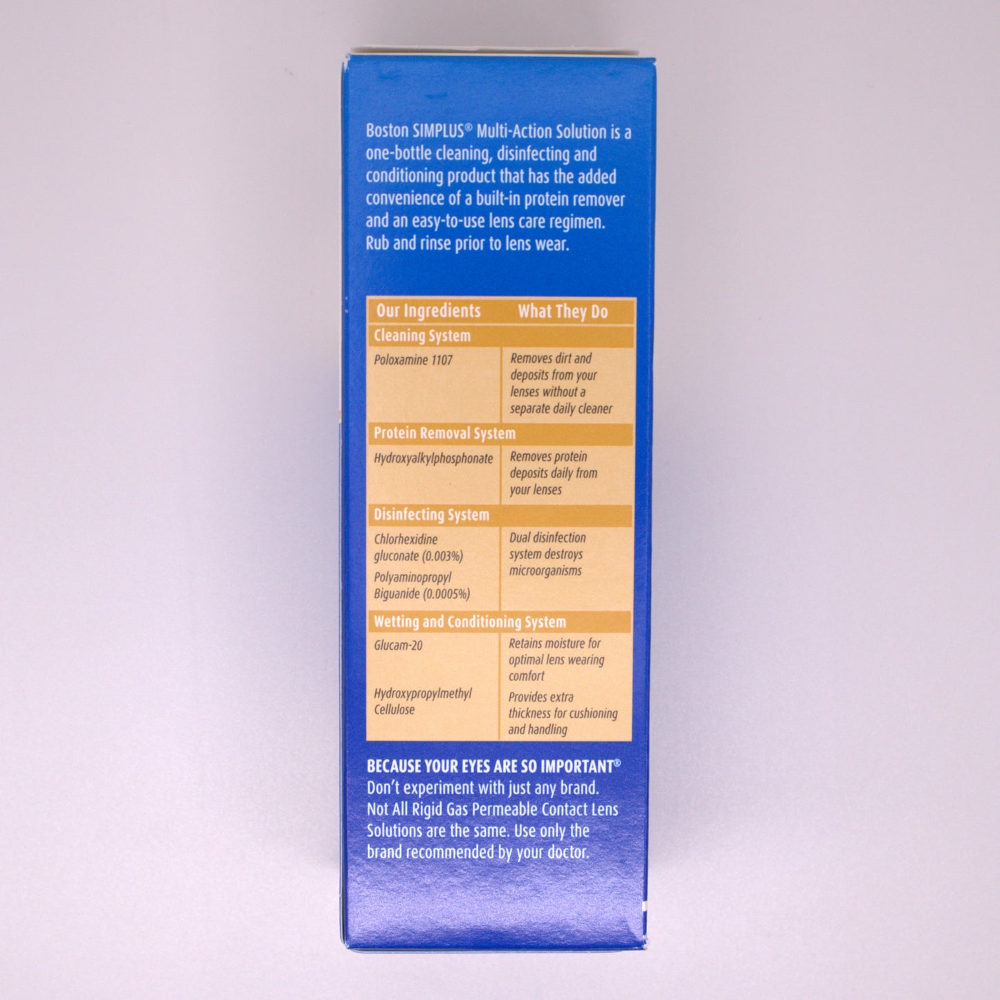 Boston Simplus facts/ingredients label