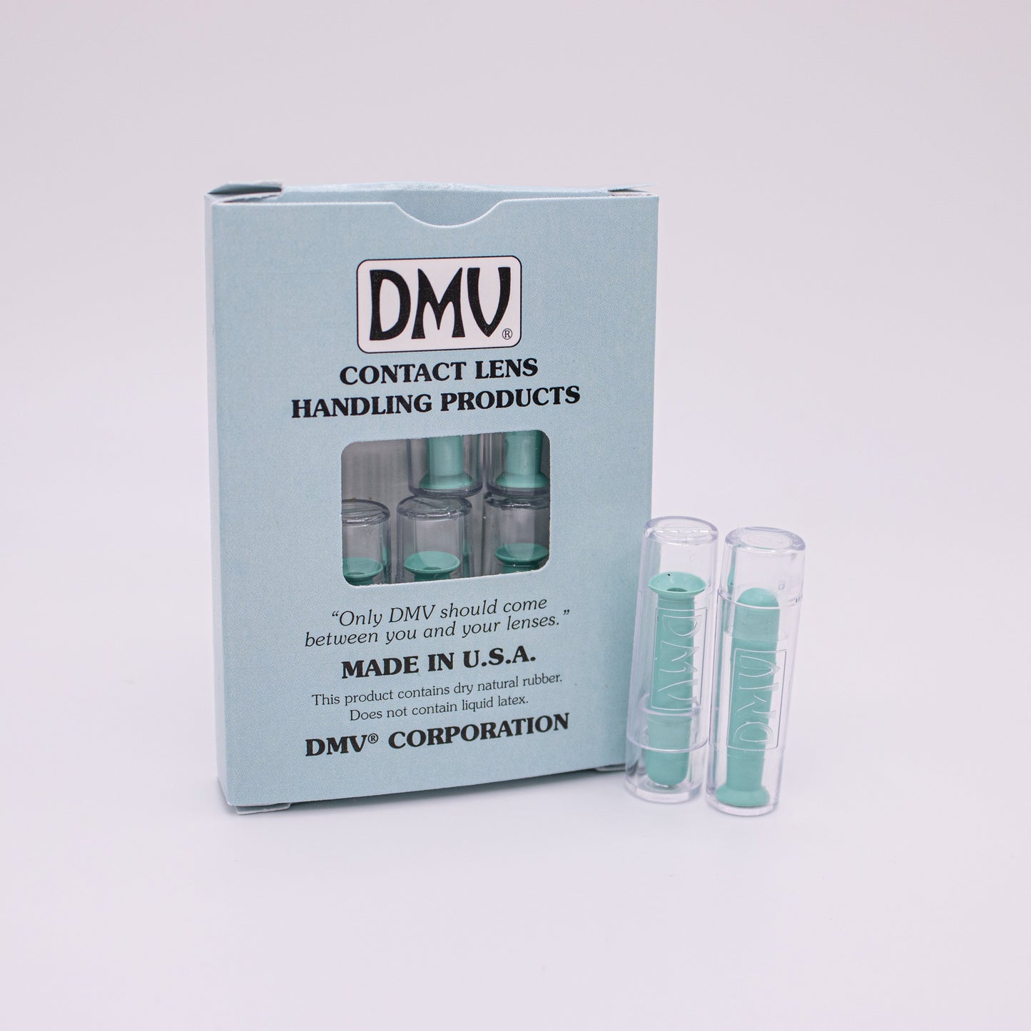 DMV contact lens handling products packaging on a white background