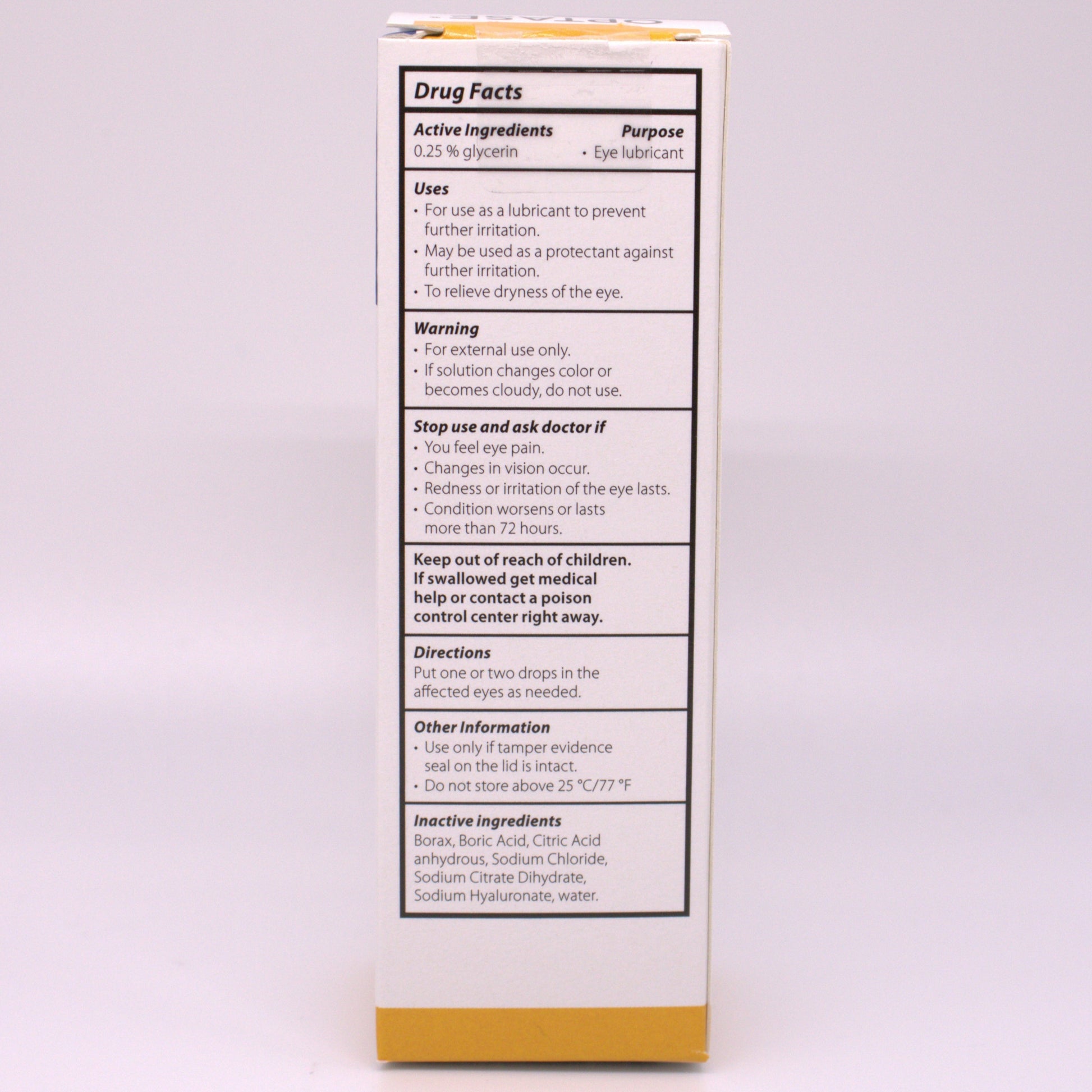Hylo Relief Drug Facts label