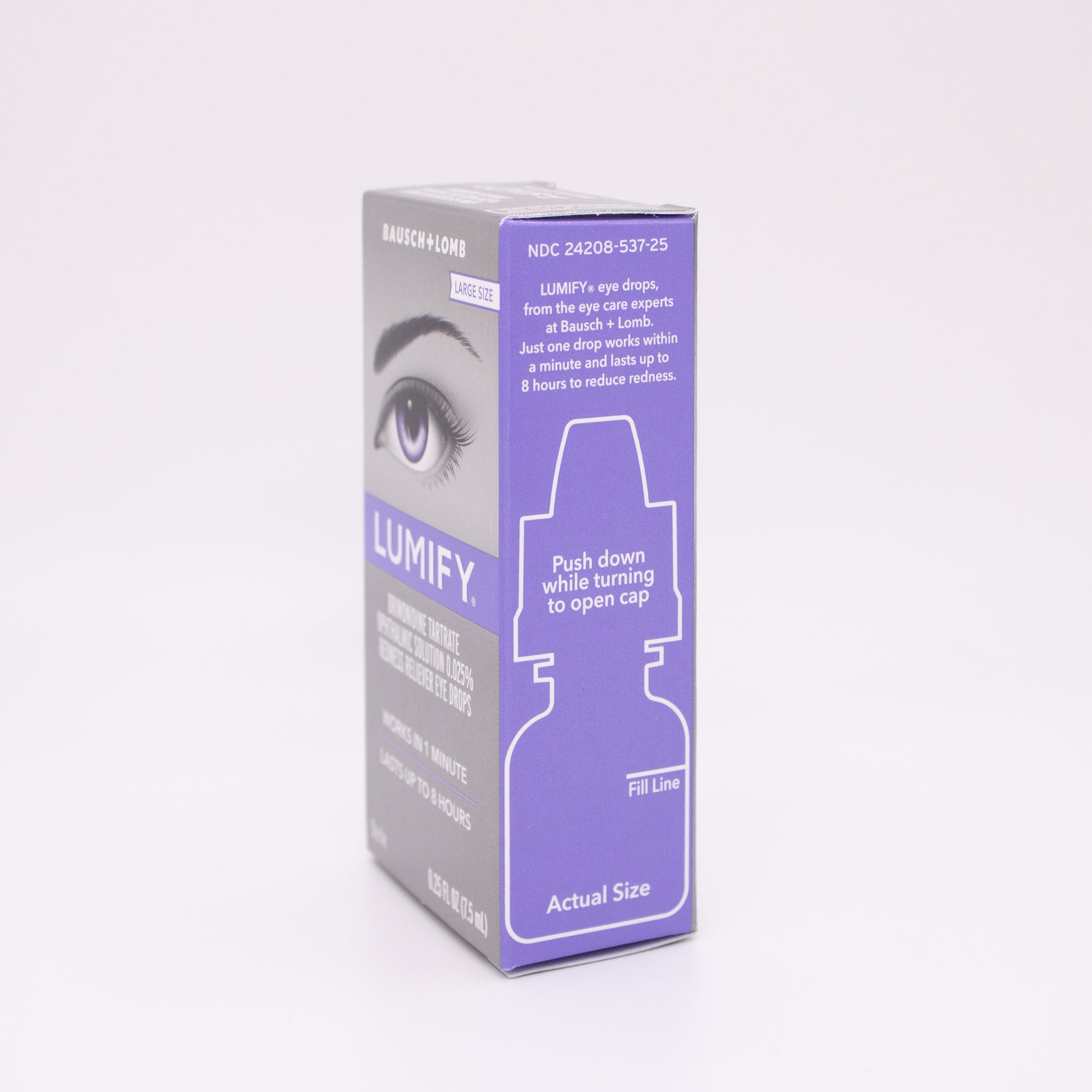 Lumify eye drop packaging on a white background