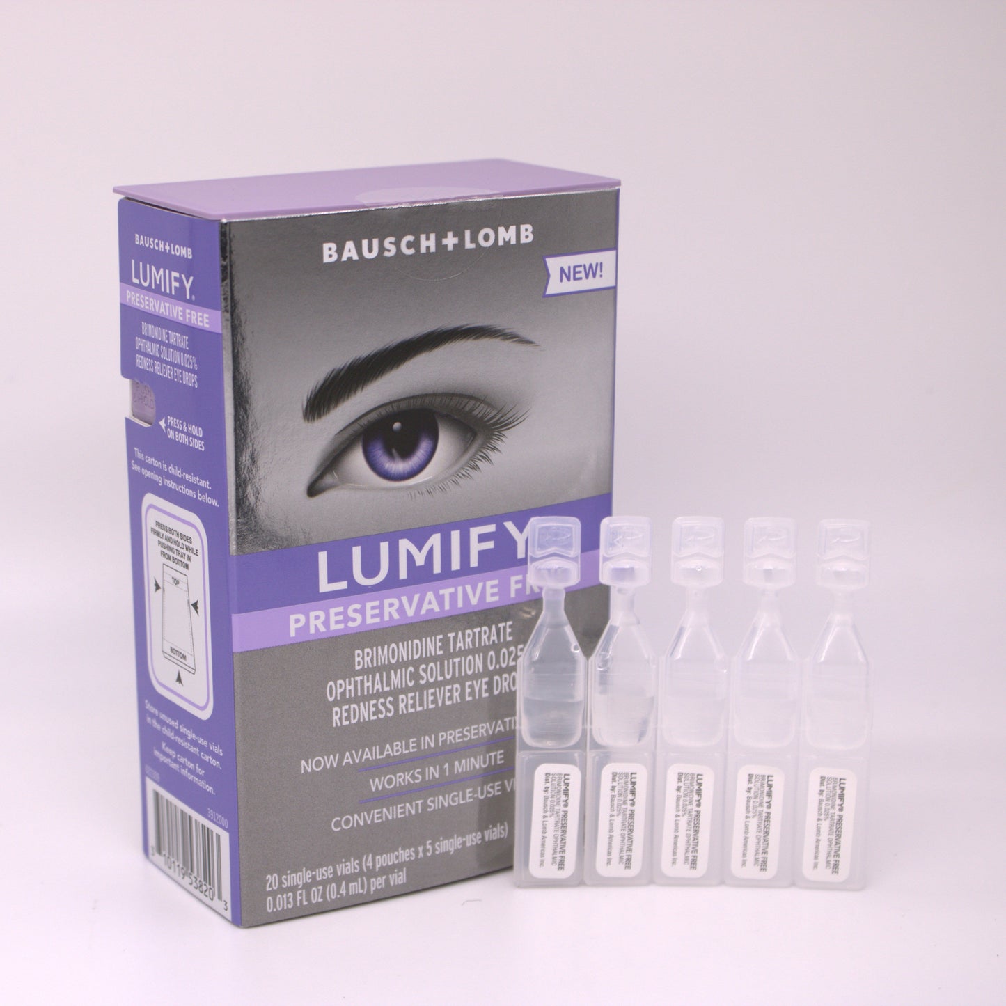 Lumify PF box with vials on white background
