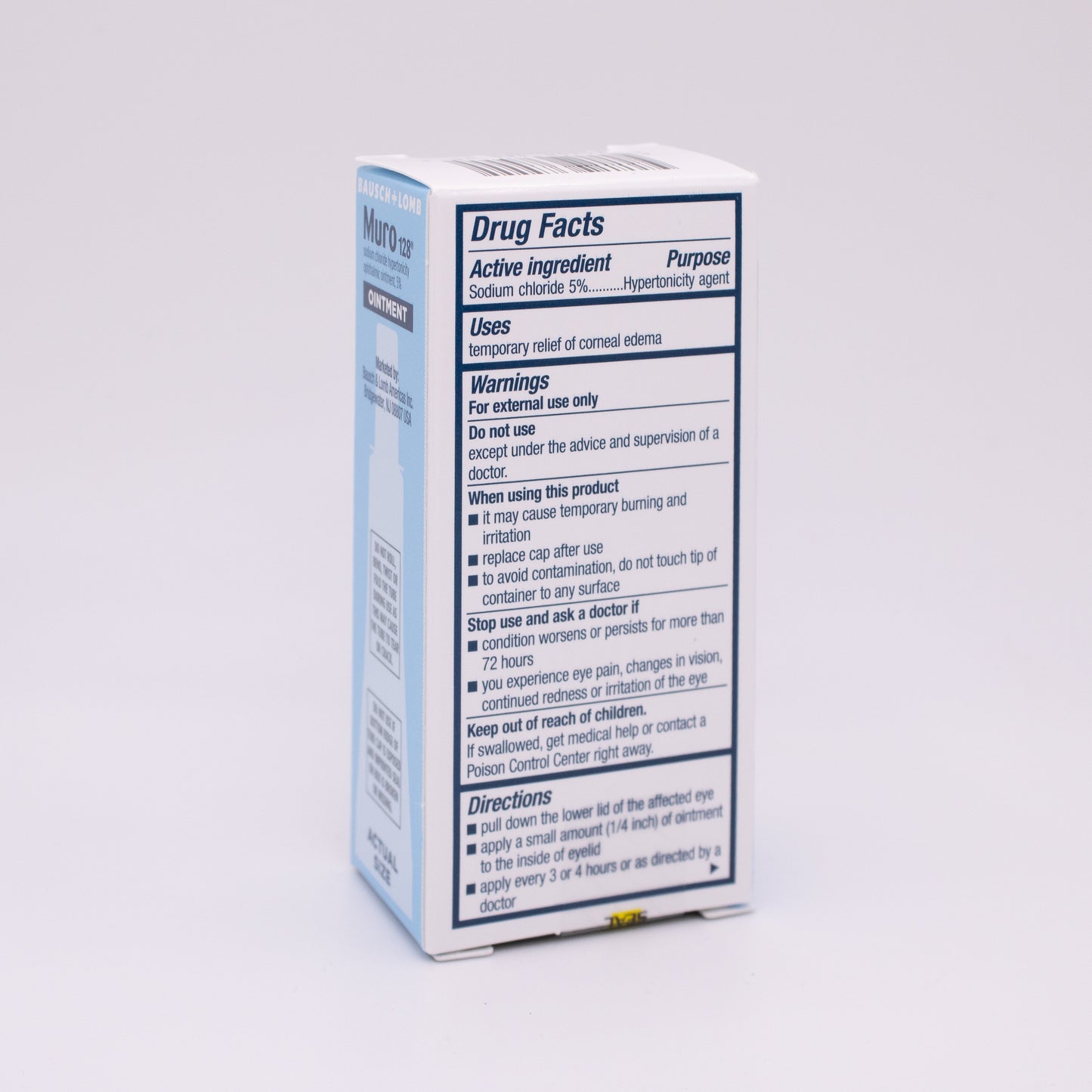 Muro 128 box with 'Drug Facts' label on a white background