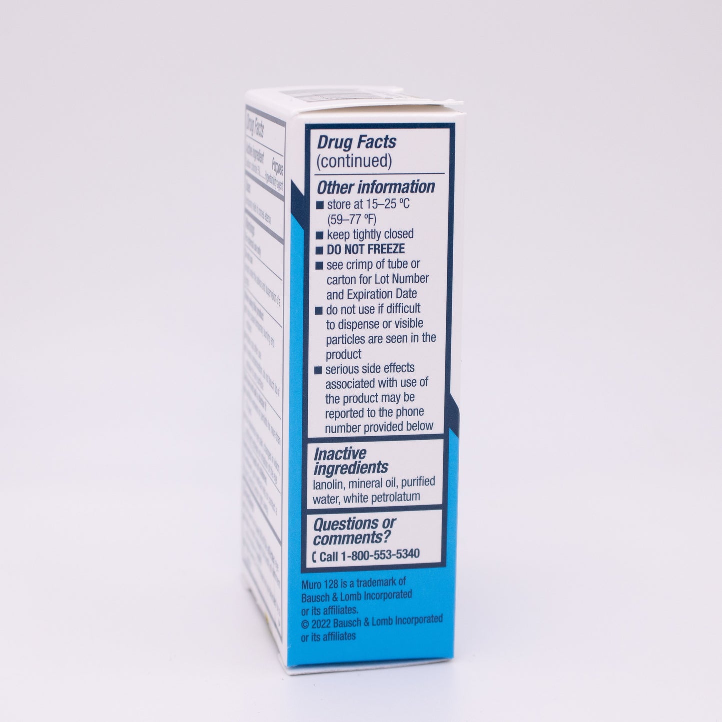 Muro 128 box with blue label on a white background