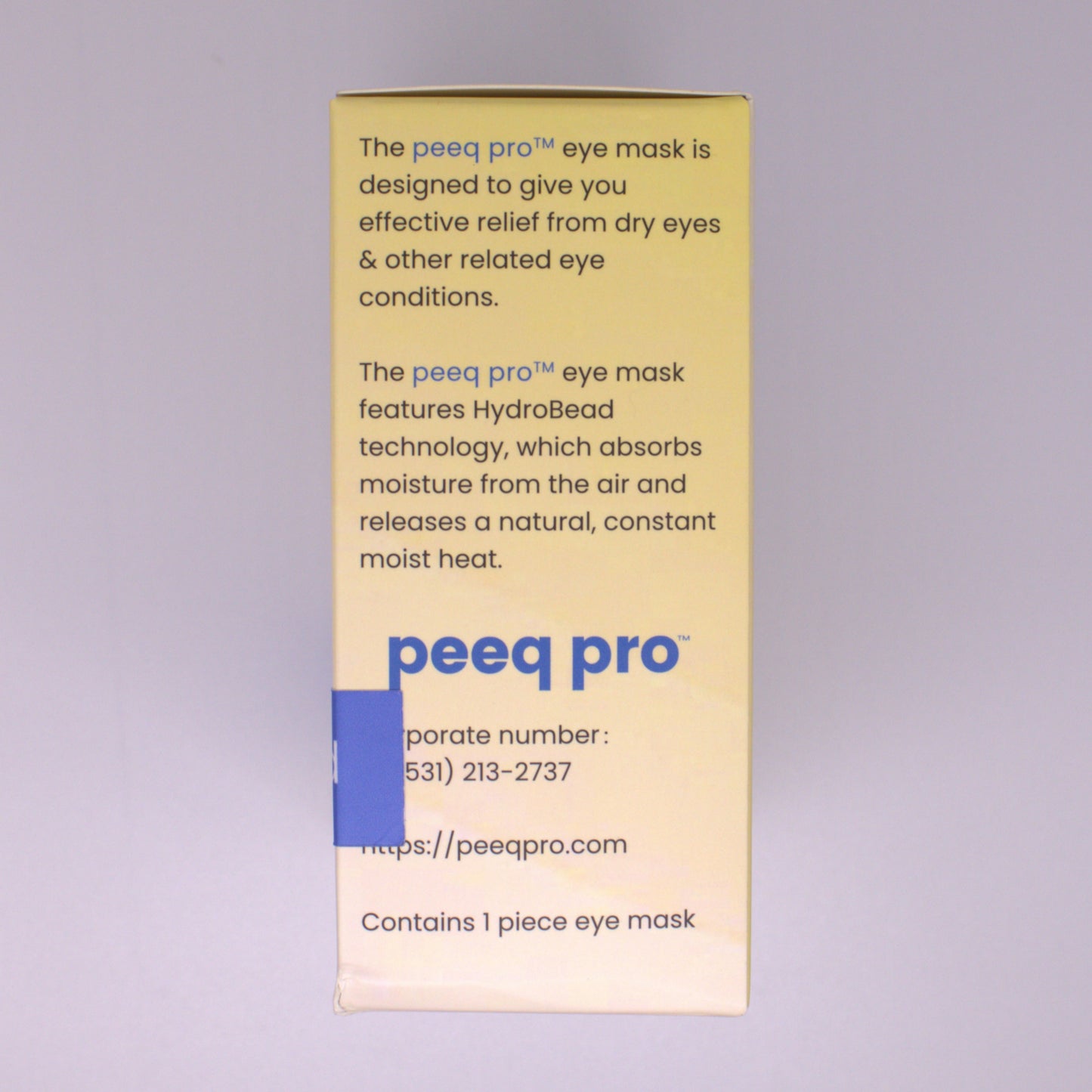 Peeq Pro Silica Bead Heat Mask/Warm Compress caution/information label