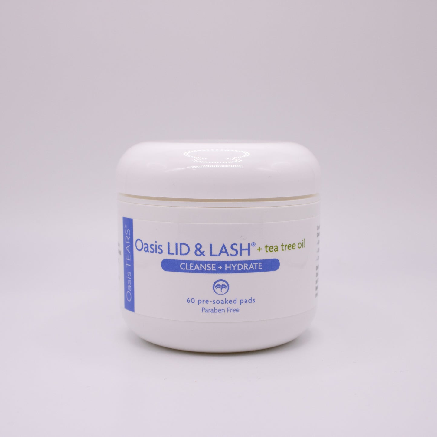 Oasis Lid & Lash container on a gray background