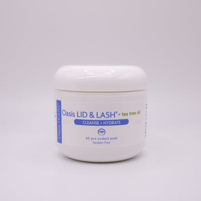 Oasis Lid & Lash container on a gray background