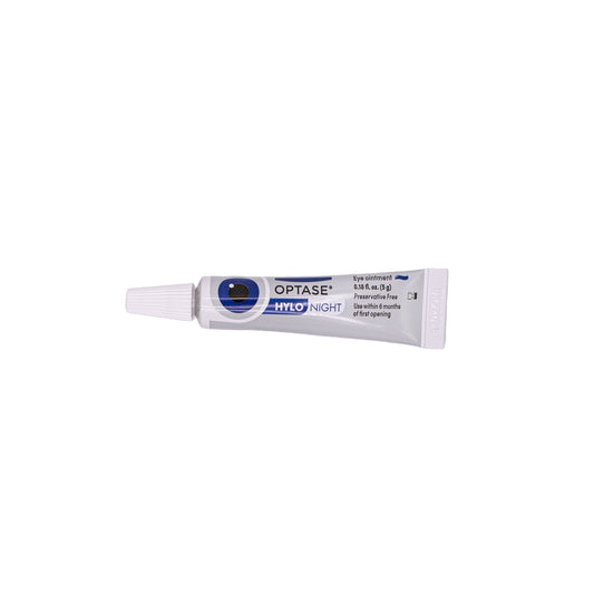 Optase eye drop tube on a white background