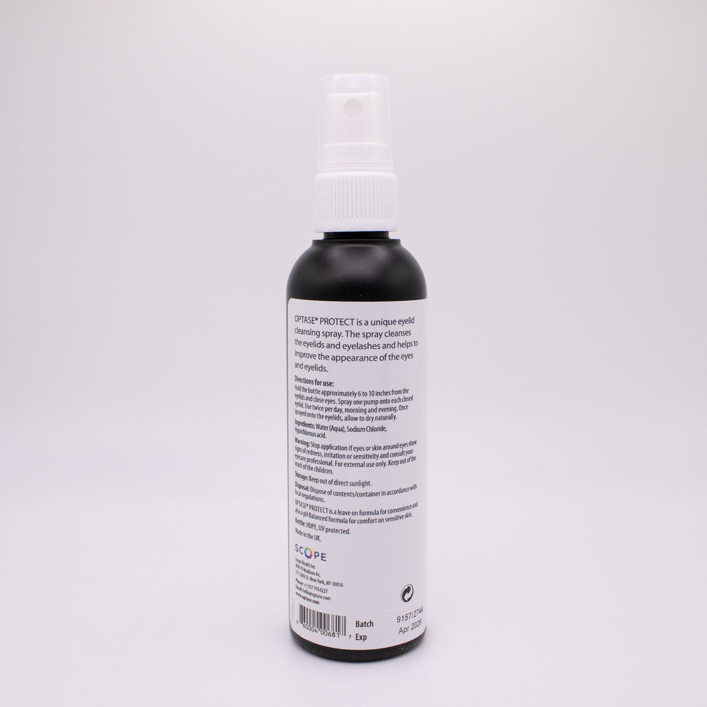 Optase Protect Spray bottle with a label on a white background