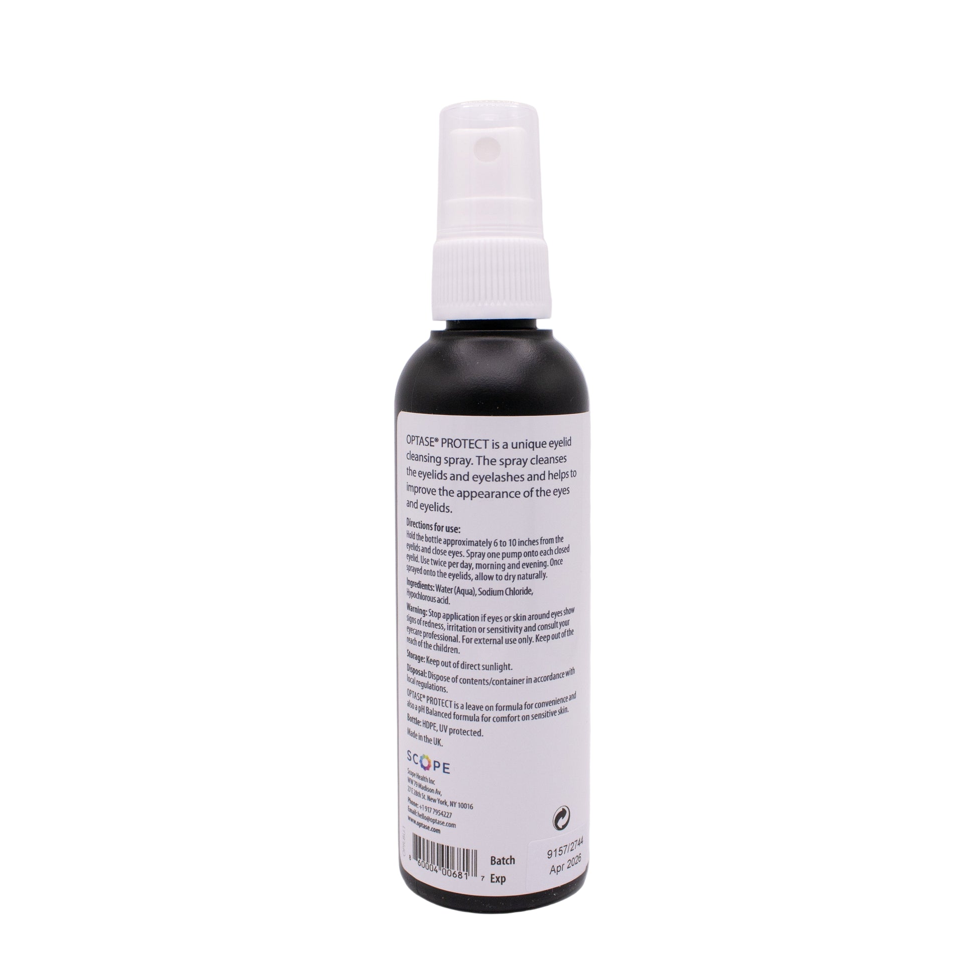 Optase Protect Spray bottle with a label on a white background