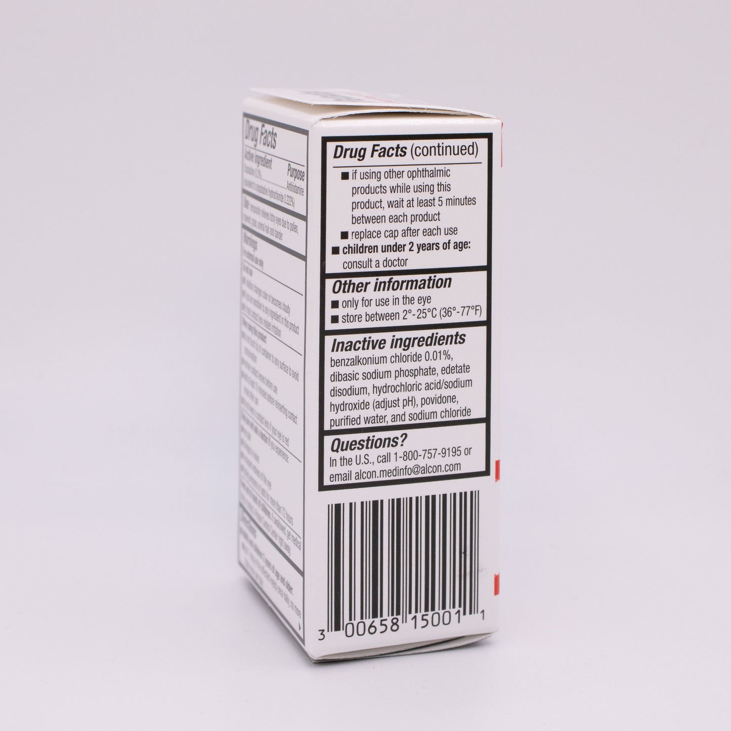 Pataday Once Daily box with label and barcode on a white background