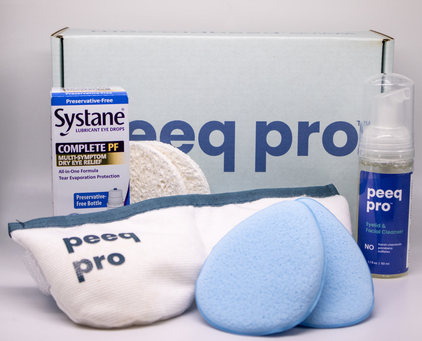 Peeq Dry Eye Essentials Box with products (with Systane Complete PF)