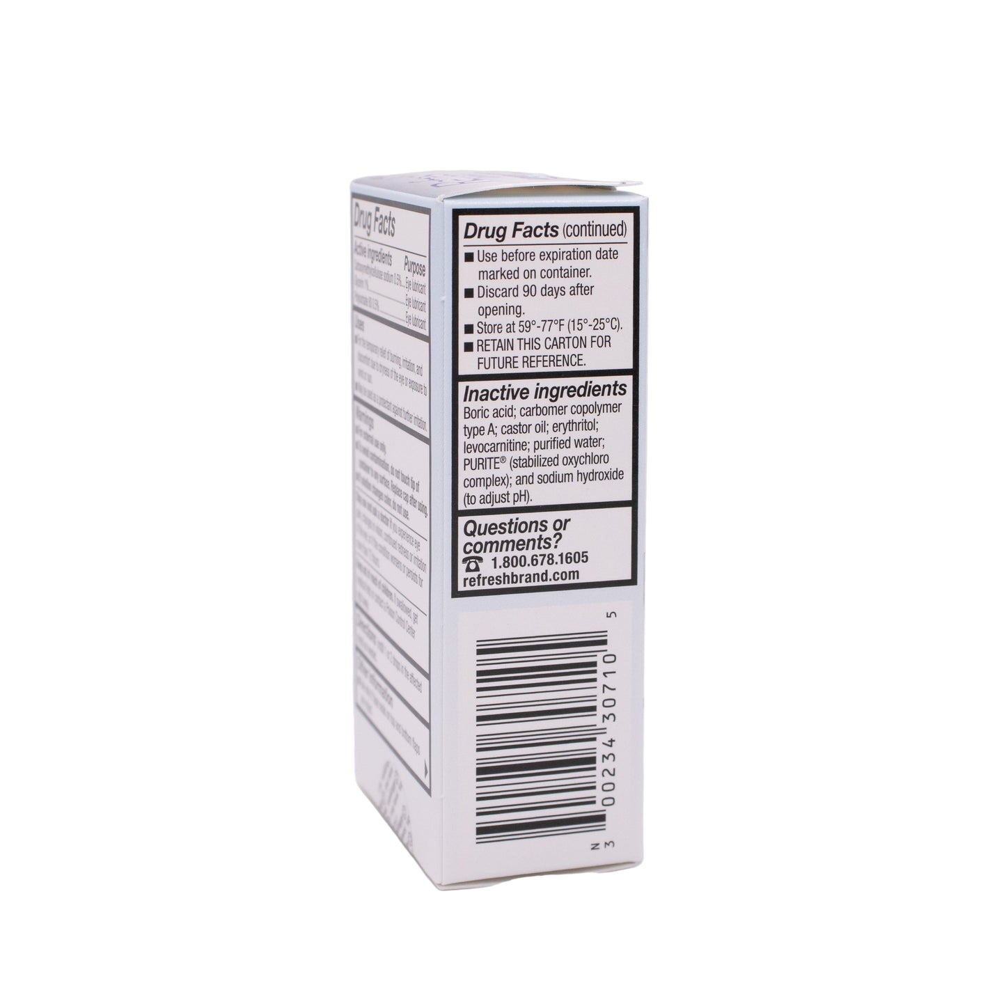 Refresh Optive Advanced Drug Facts label