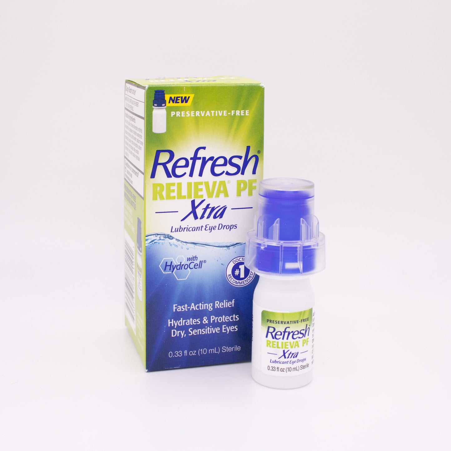 Refresh Relieva PF Xtra eye drop packaging on a white background