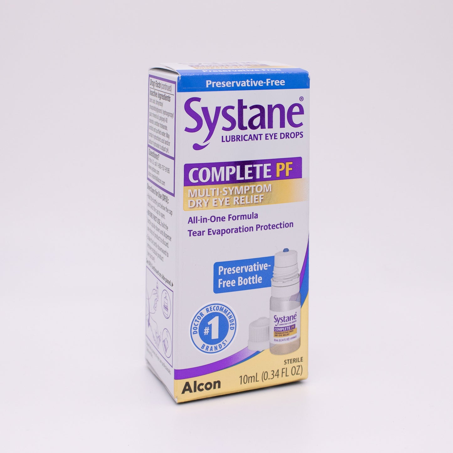Systane Complete PF Lubricant Eye Drops box on a white background