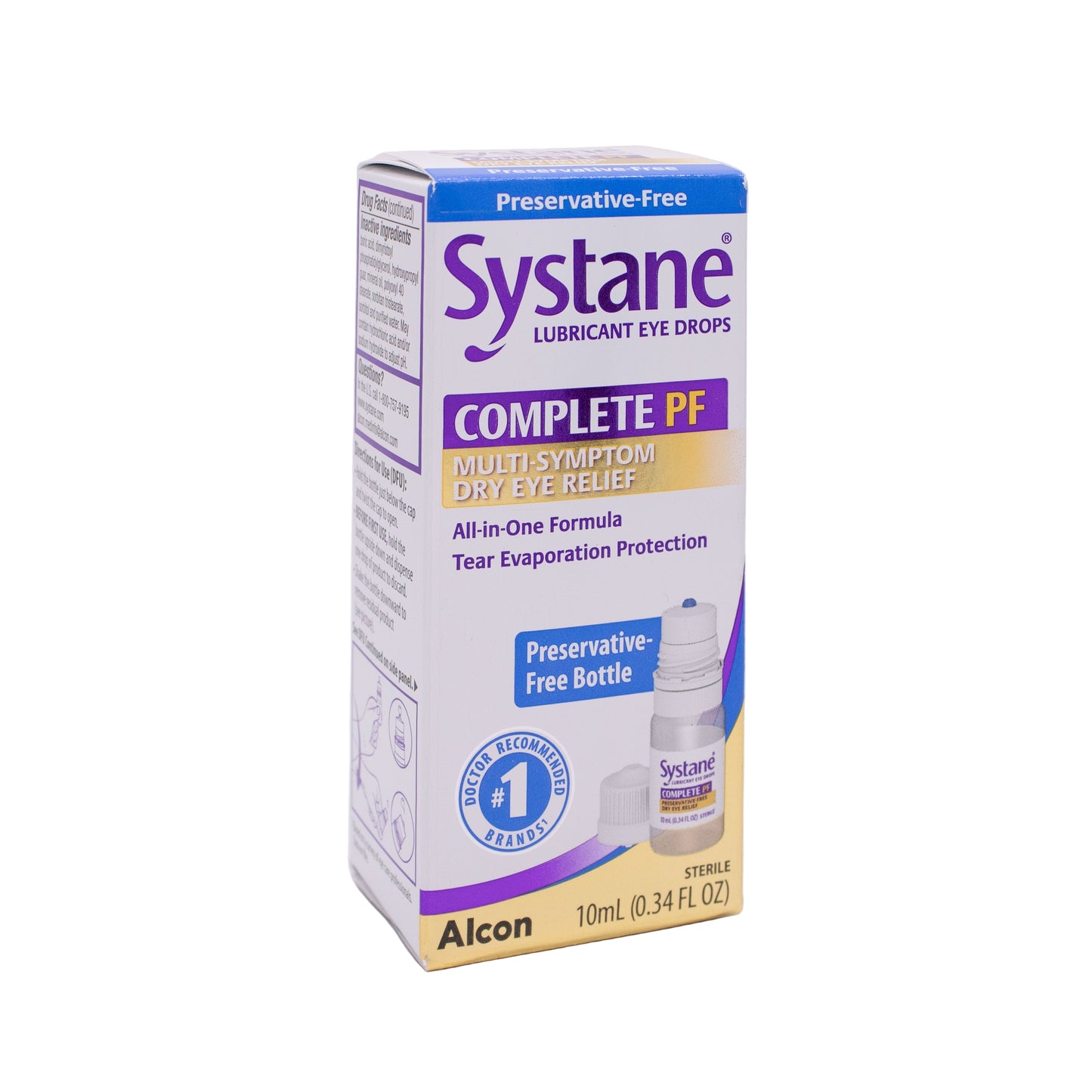 Systane Complete PF Lubricant Eye Drops box on a white background
