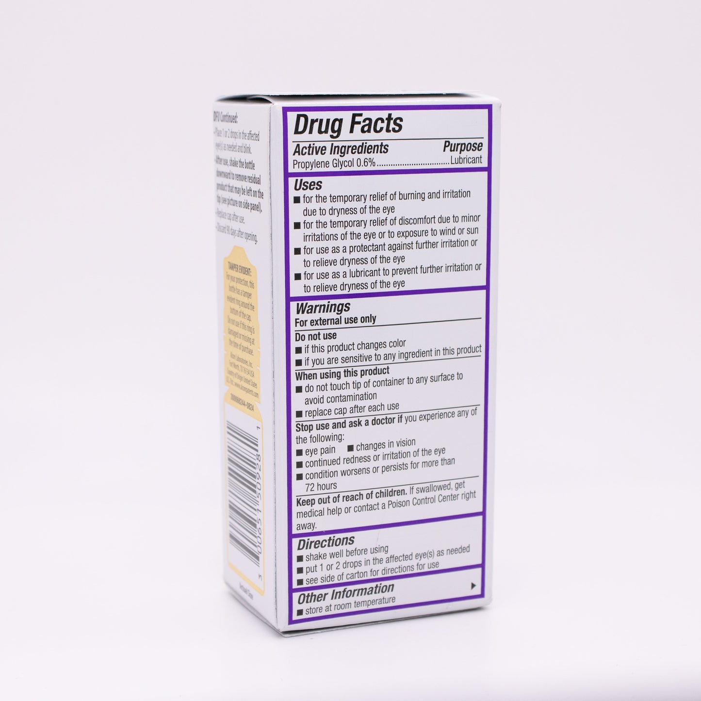 Systane Complete PF box with drug facts label on a white background
