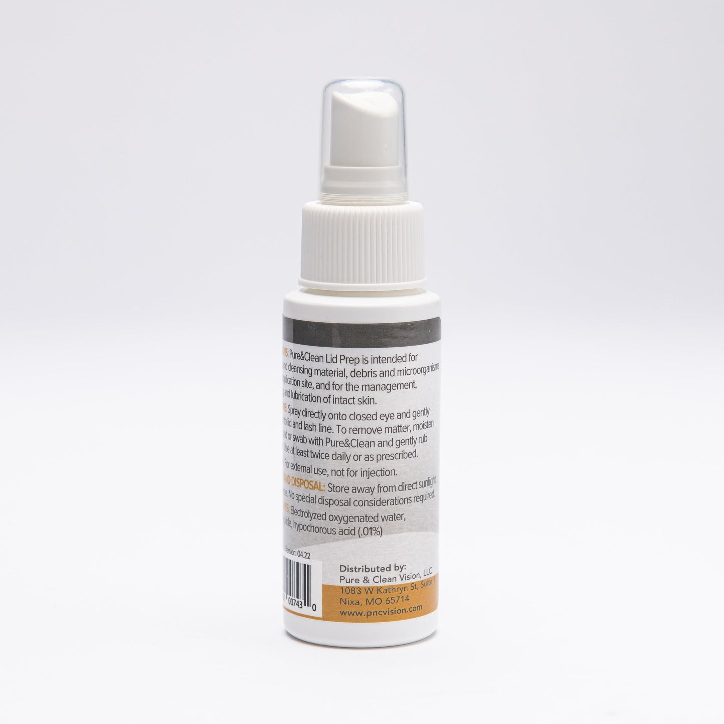 Pure&Clean lid prep Liquid spray label