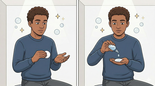Man using Pure & Clean hypochlorous lid prep drops