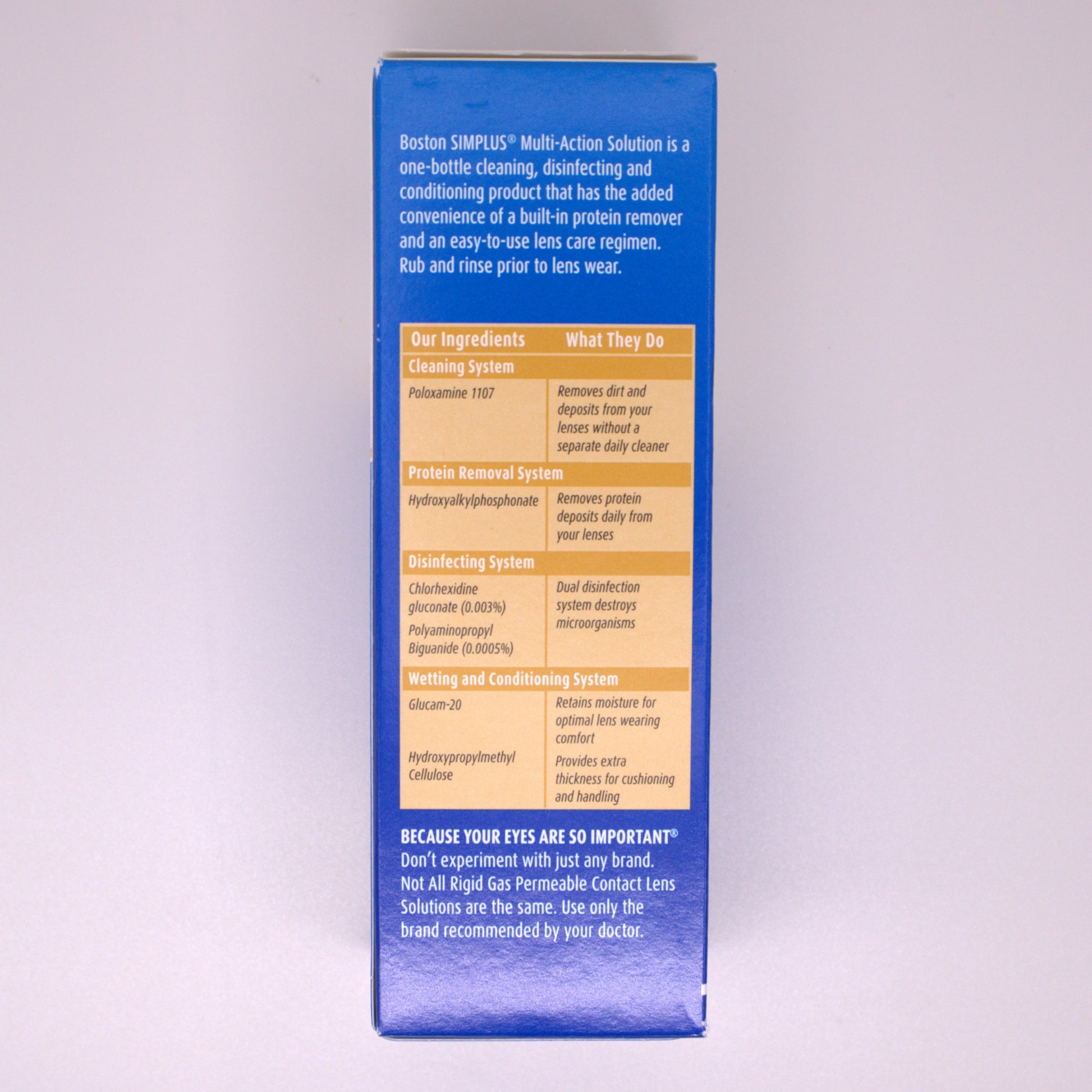 Boston Simplus facts/ingredients label