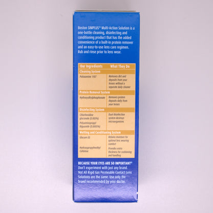 Boston Simplus facts/ingredients label