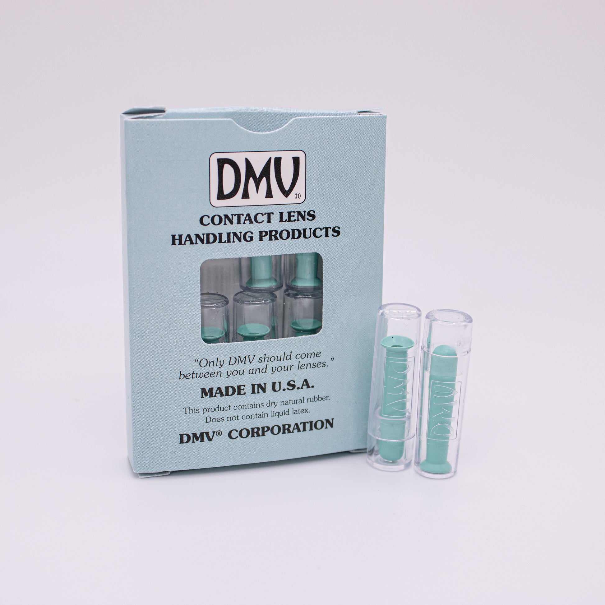 DMV contact lens handling products packaging on a white background