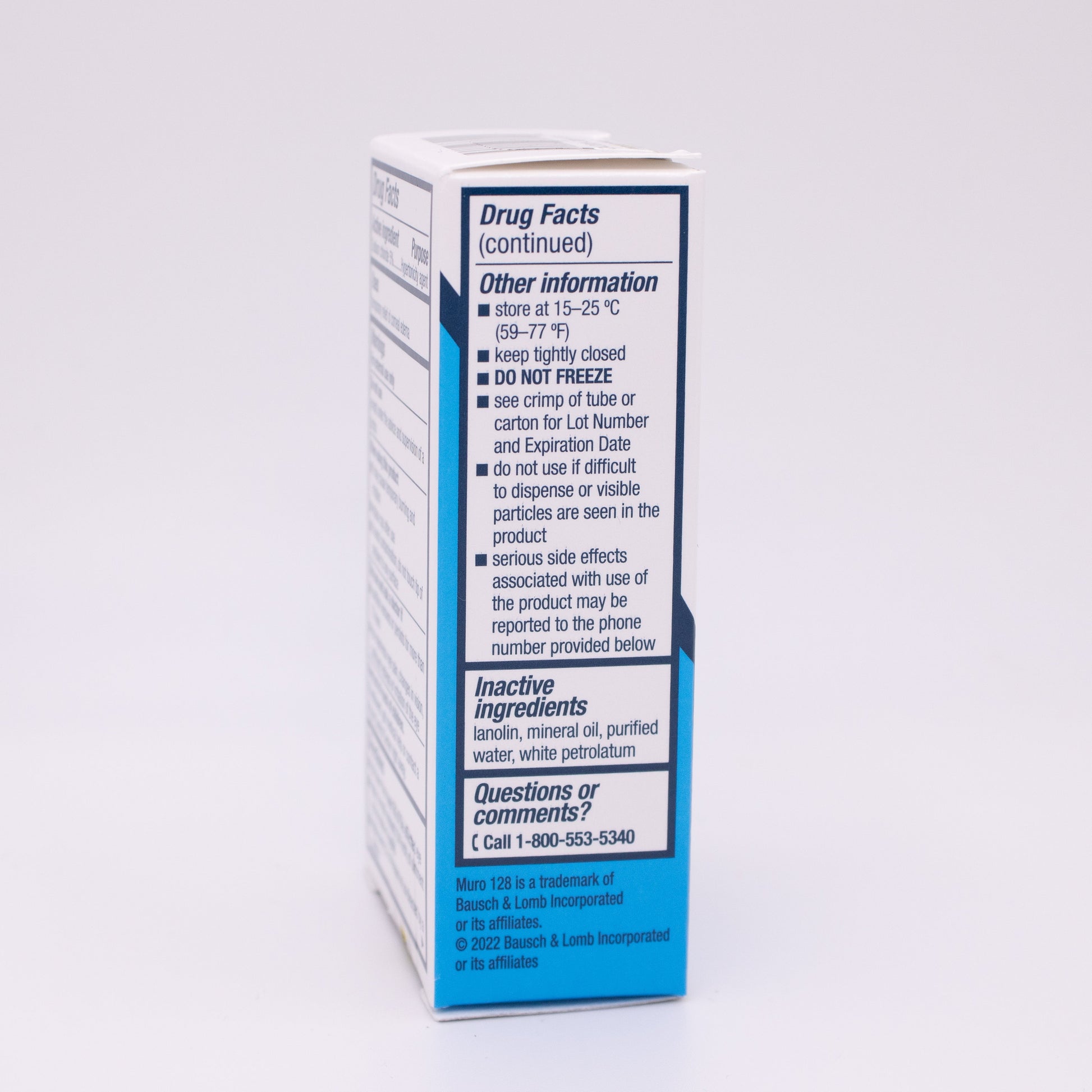 Muro 128 box with blue label on a white background