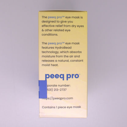 Peeq Pro Silica Bead Heat Mask/Warm Compress caution/information label