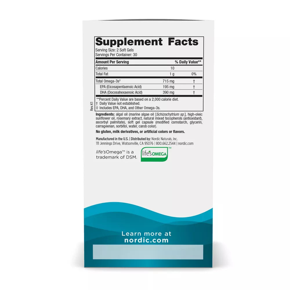 Nordic Naturals Algae Omega Softgels Vitamin – 60ct