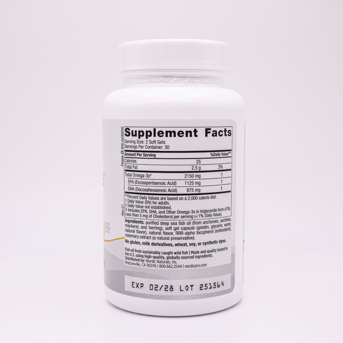 Nordic Naturals ProOmega 2000 supplement facts label