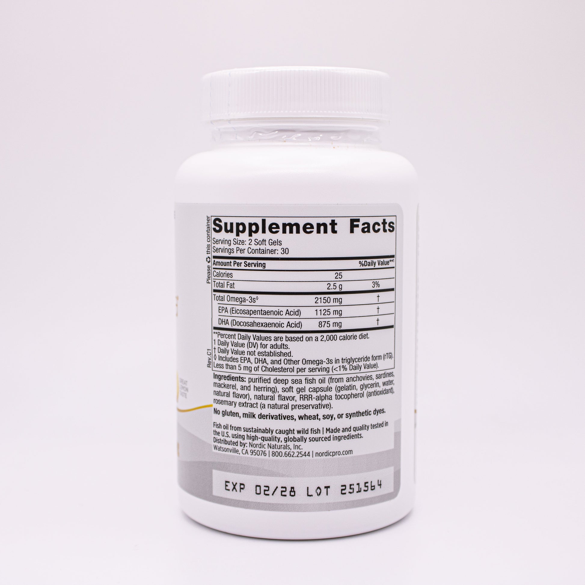Nordic Naturals ProOmega 2000 supplement facts label