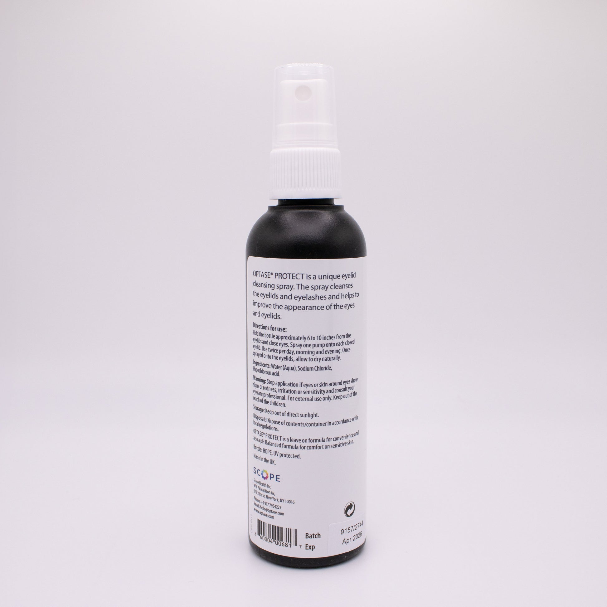 Optase Protect Spray bottle with a label on a white background