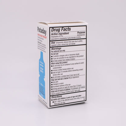 Pataday Once Daily box with 'Drug Facts' label on a white background