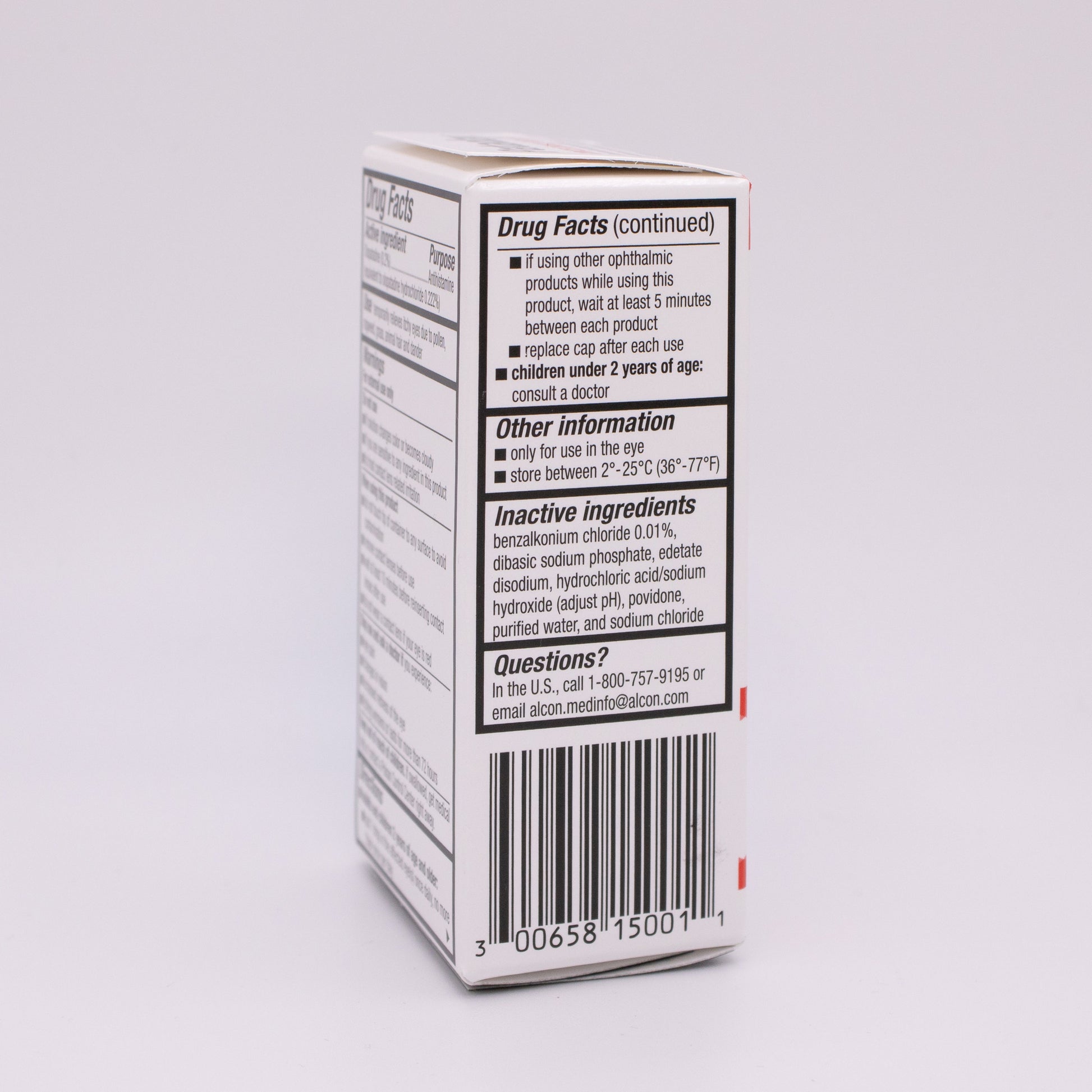 Pataday Once Daily box with label and barcode on a white background