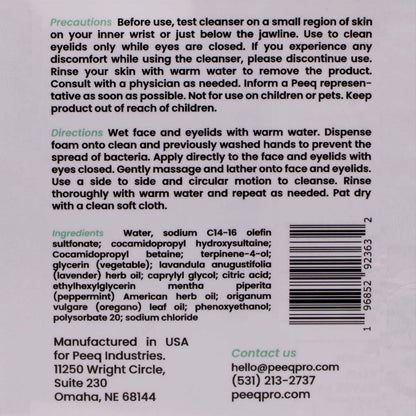 Peeq Foaming Cleanser Label