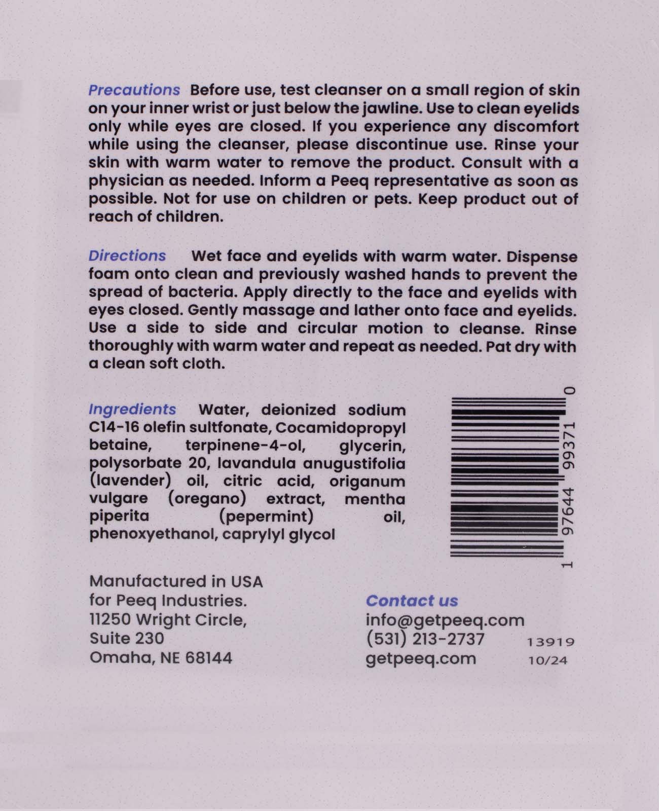 Peeq Pro Sensitive Skin Foaming Eyelid and Facial Cleanser