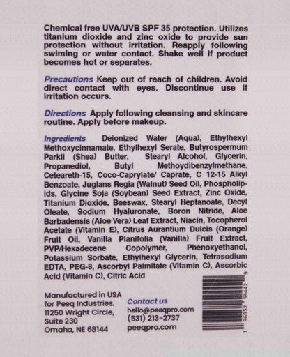 Peeq Sun Cream label