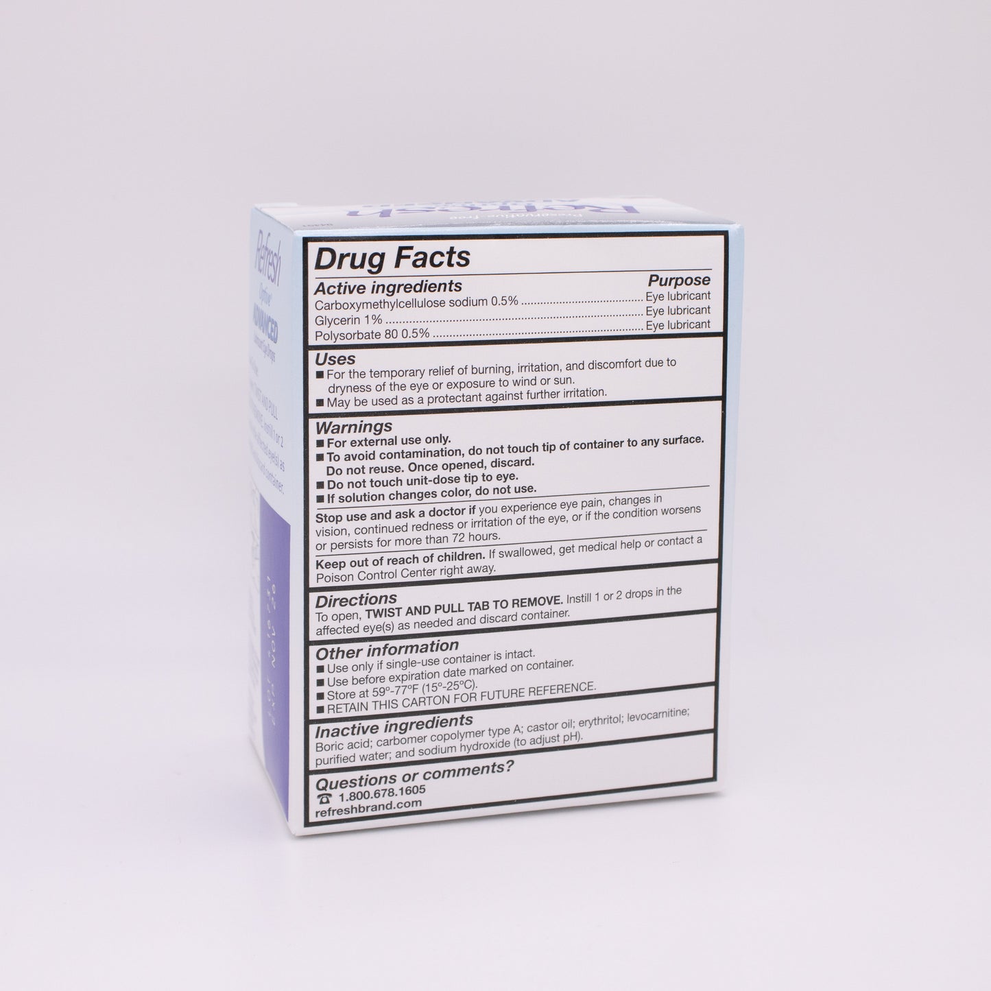 Refresh Optive Advanced PF Lubricant Eye Drops (30 vials)
