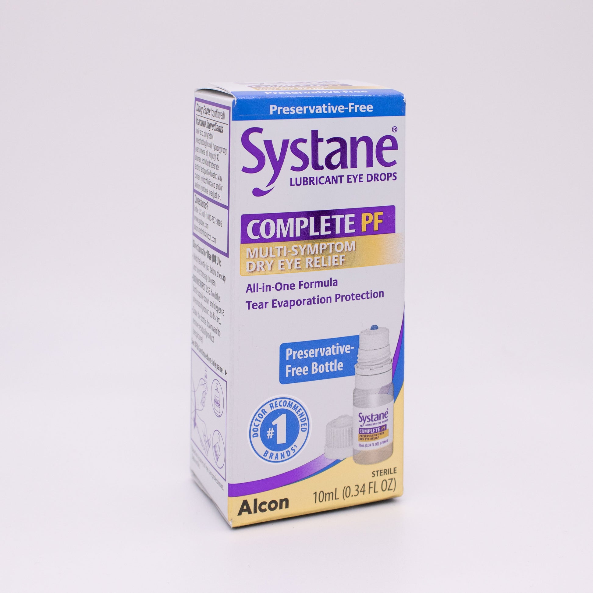Systane Complete PF Lubricant Eye Drops box on a white background