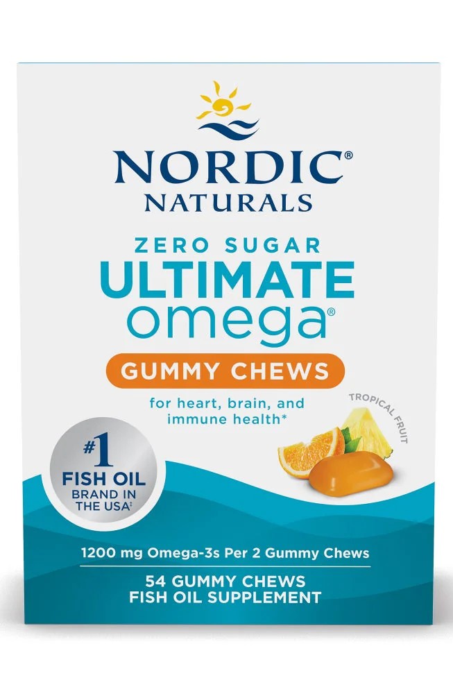 Nordic Naturals Ultimate Omega Gummy Chews packaging on a white background