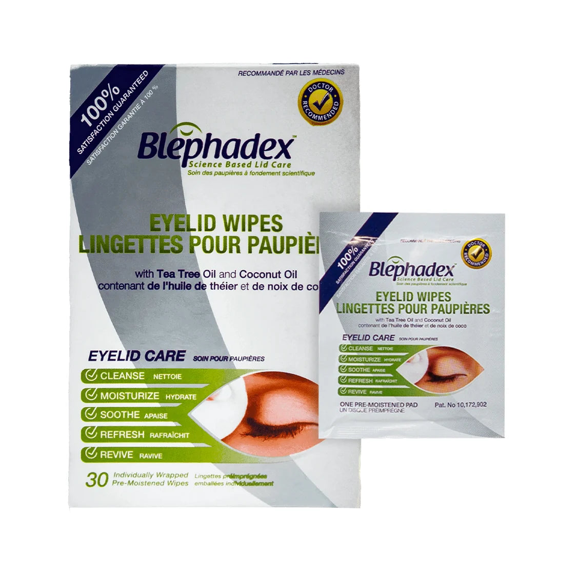 Blephadex Eyelid Wipes with Tea Tree and Coconut Oil (30 ct)