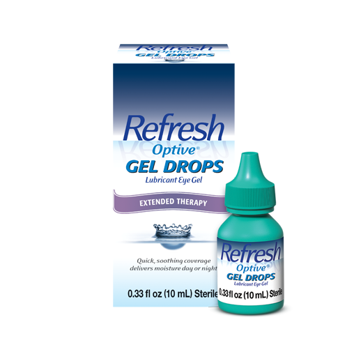 Refresh Optive Gel Drops bottle and packaging on a white background