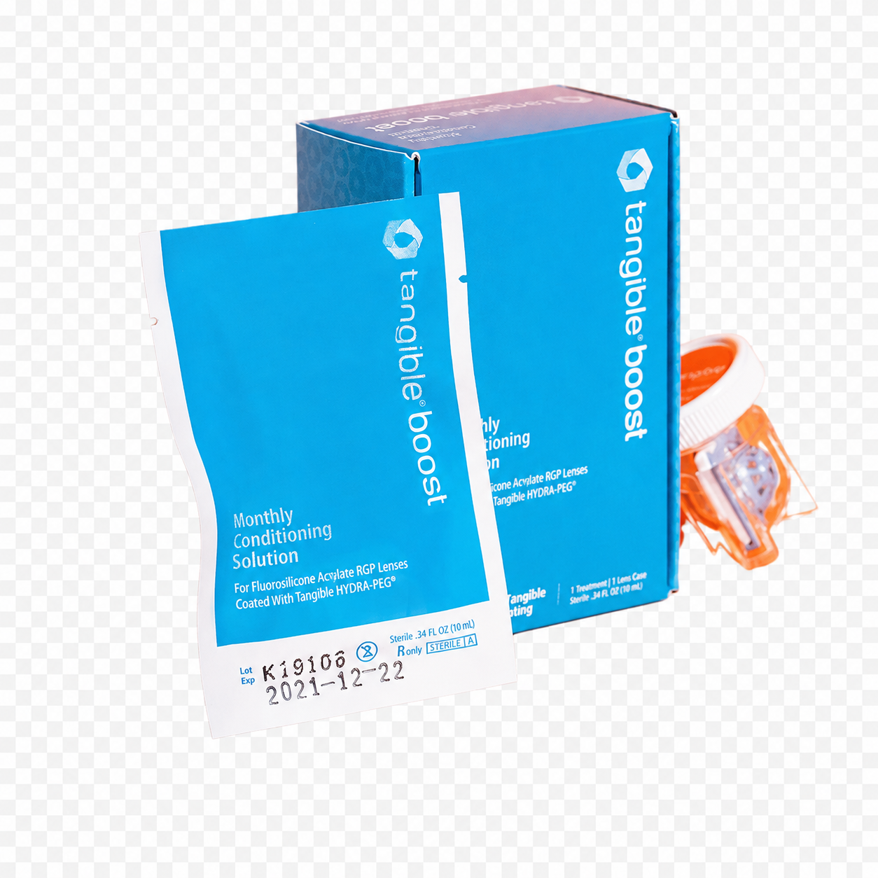 Tangible Boost monthly conditioning solution packaging on a transparent background